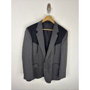 Circle S Texas USA Western Blazer Jacket 46L Gray Black Yoke Rodeo 2 Button